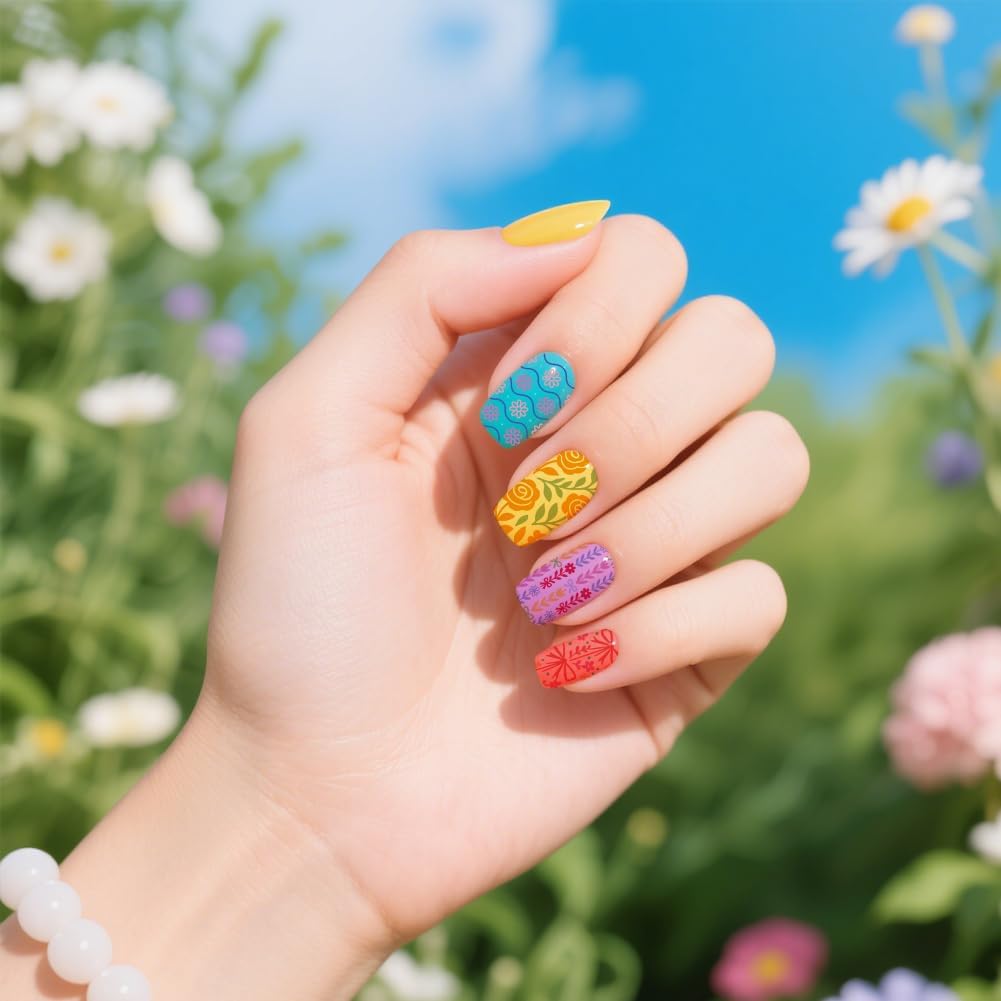 UNICRAFTALE 3Pcs Flowers Nail Plates Stamping Set Spring Bows Plants Stamp Nail Templates Reusable Stencils Stainless Steel DIY Nail Art Plates Nail Stamp Templates Kit DIY Printing Tools