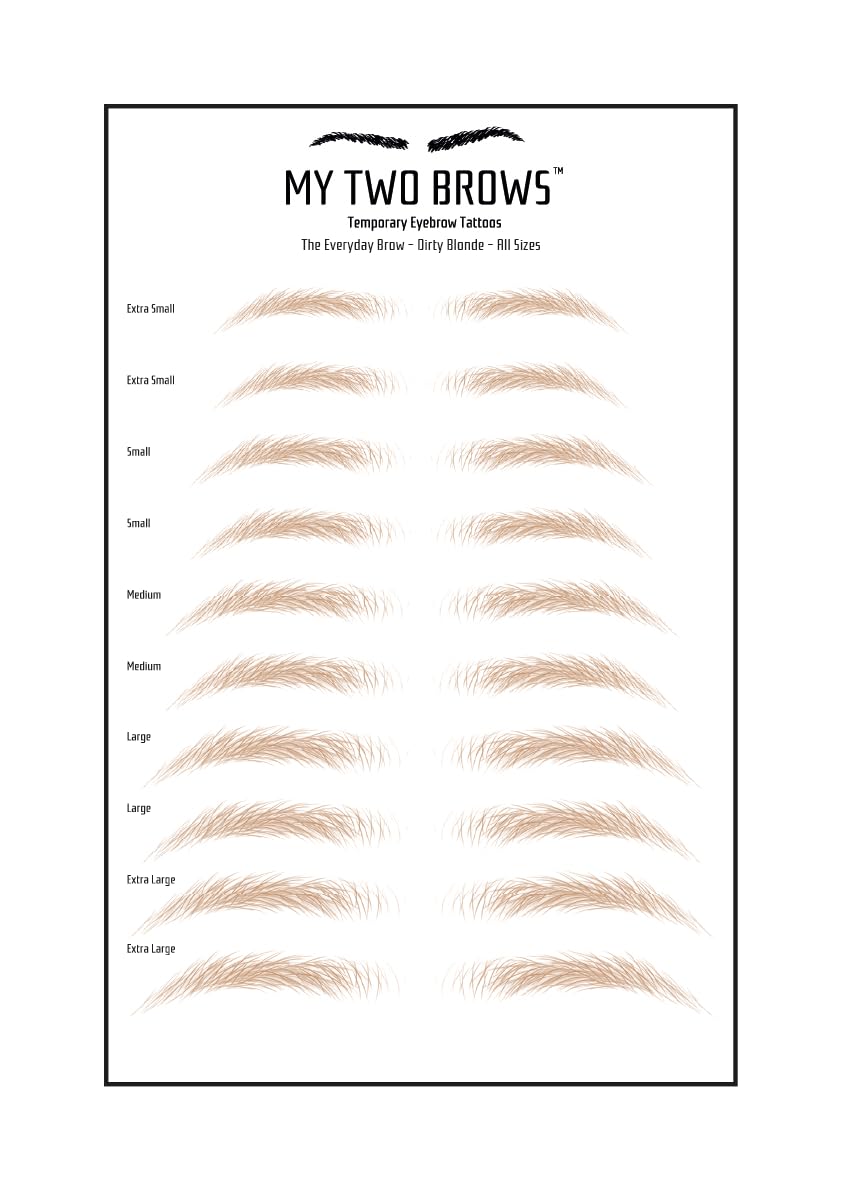 (10 pairs) Dirty Blonde Temporary Eyebrow Tattoo - Medium Size - Waterproof & Smudgeproof - Everyday Brow Style Eyebrow Stickers - Sheet Lasts up to 30 Days - Won't Work on Existing Brows