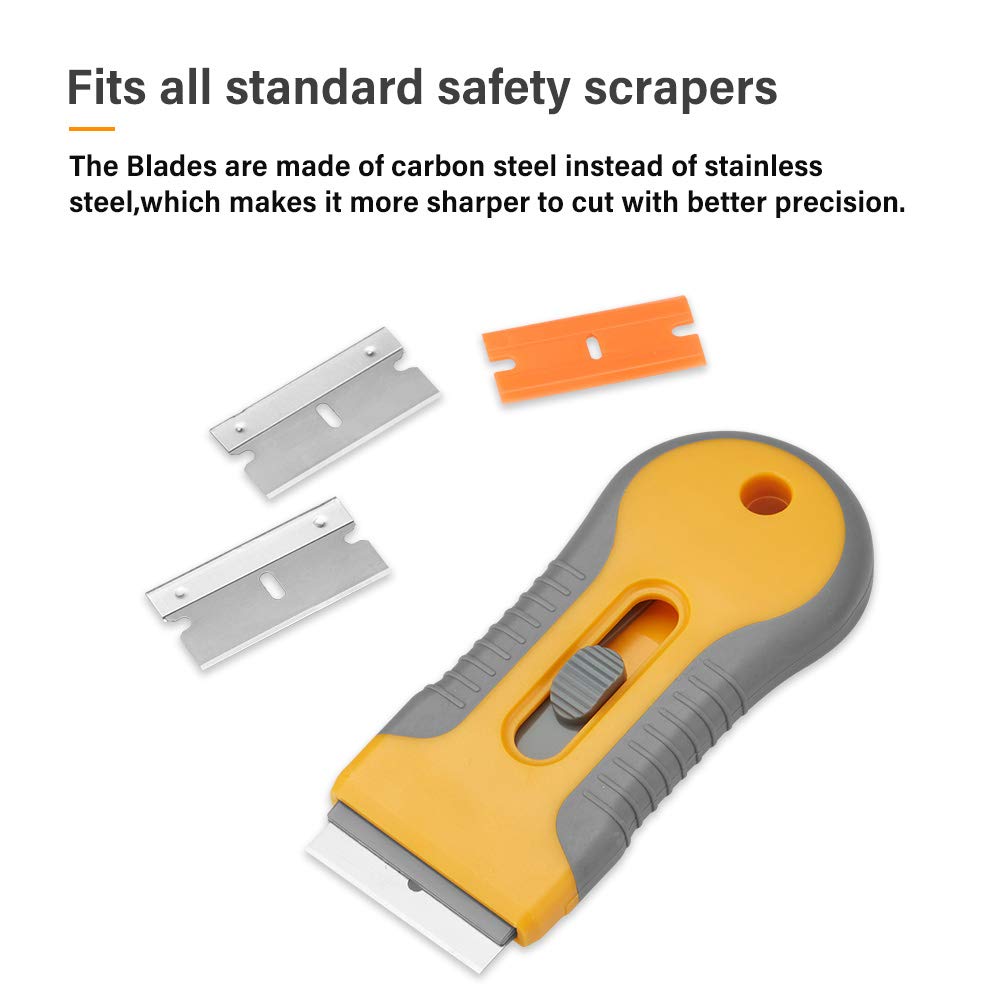 WEGAZ-100PCS Single Edge Razor Blades,Industrial Safety Razor Blades,Individually Packed, Used for Scrapers and Cutting Tools