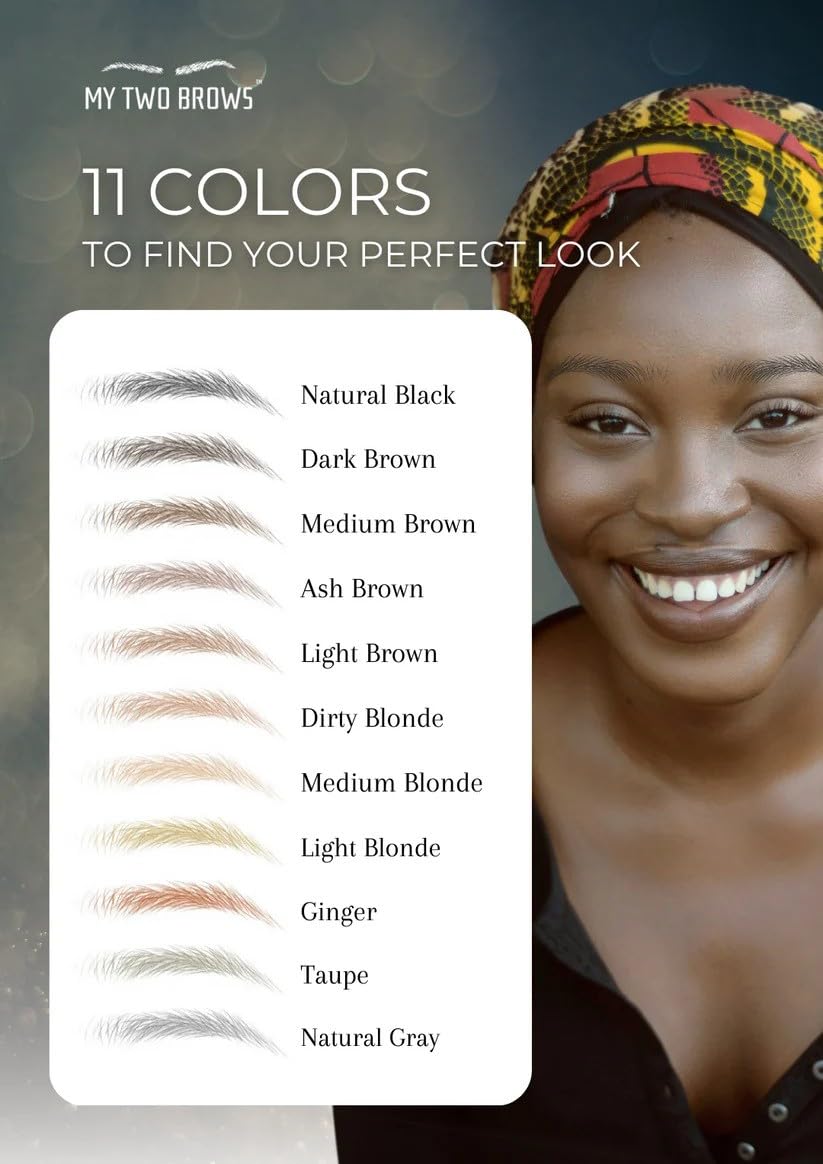 (10 pairs) Ash Brown Temporary Eyebrow Tattoo - Large Size - Waterproof & Smudgeproof - Assertive Arch Style Eyebrow Stickers - Sheet Lasts up to 30 Days - Won't Work on Existing Brows