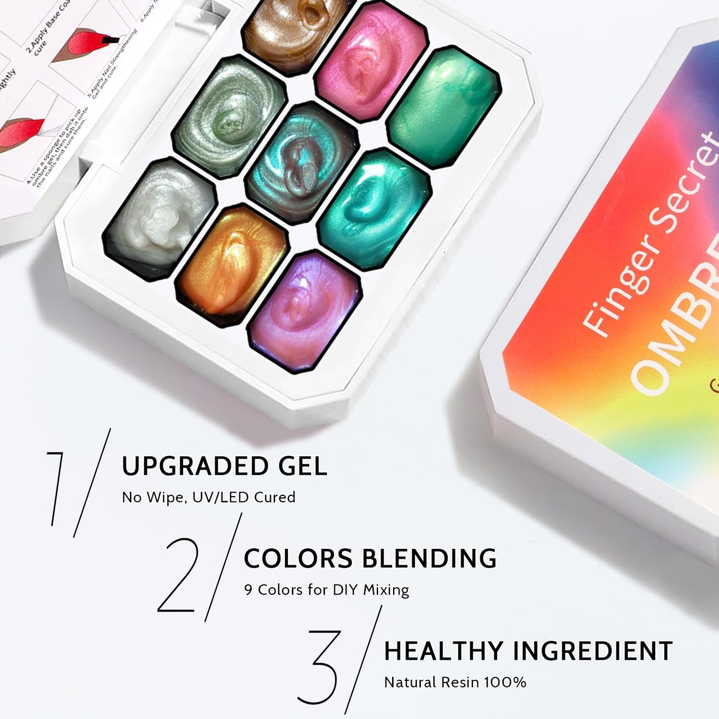 Sponge Pat Paint Nail Gel & Tools Kit, 9 Colors Ombre Nails Gradient Gel Nail Blush Blooming Aura Nails Drawing Stripper Floral Painting Nail Art, No Wipe, UV/LED Curing (9 Colors Set K)