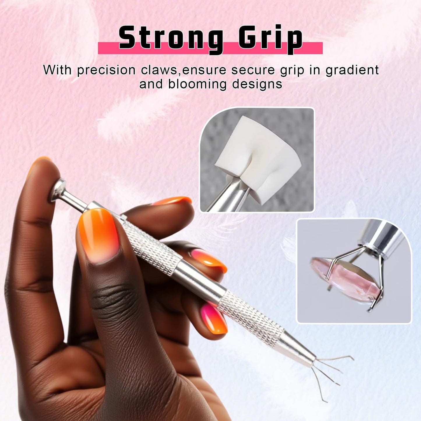 Soft Sponges for Painting Nail Gel with Grabber, Professional Grabbing Tools for Ombre Gradient Painting Gel Nails Sponges Patting Brush (100PCS Sponges & Grabber)