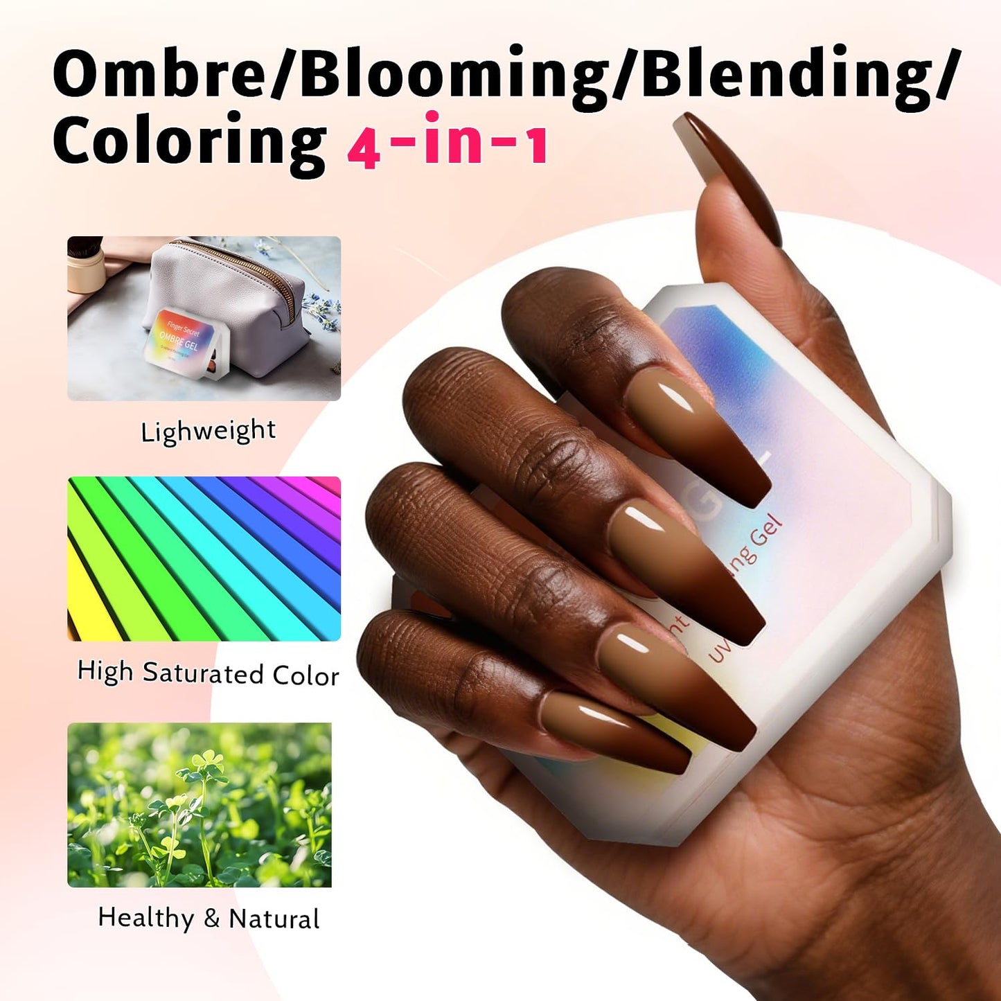 Sponge Pat Paint Nail Gel & Tools Kit, 9 Colors Ombre Nails Gradient Gel Nail Blush Blooming Aura Nails Drawing Stripper Floral Painting Nail Art, No Wipe, UV/LED Curing (9 Colors Set F)