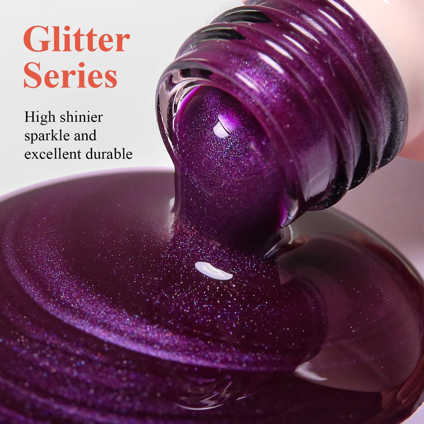 Imtiti Glitter Gel Nail Polish, Dark Purple Pearl Glitter Nail Gel Polish Diamond Shimmer Sparkle Soak Off UV LED Spring Summer Manicure 10ML