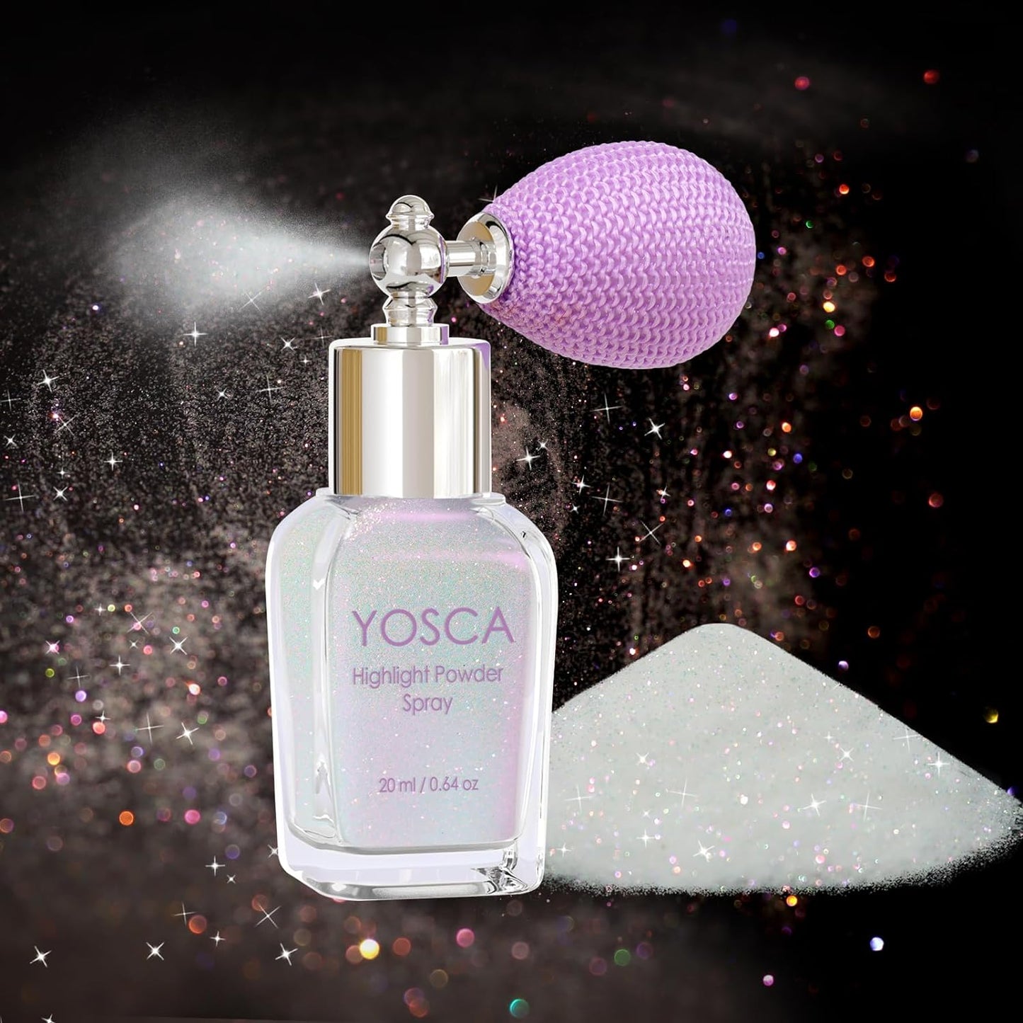 Yosca Body Glitter Spray, 30ML Loose Body Shimmer Powder Iridescent Hair Spray White Glitter Sparkle Highlighter Makeup Mardi Gras Concert Party Rave Accessories for Clothes Hair Face Nail Art