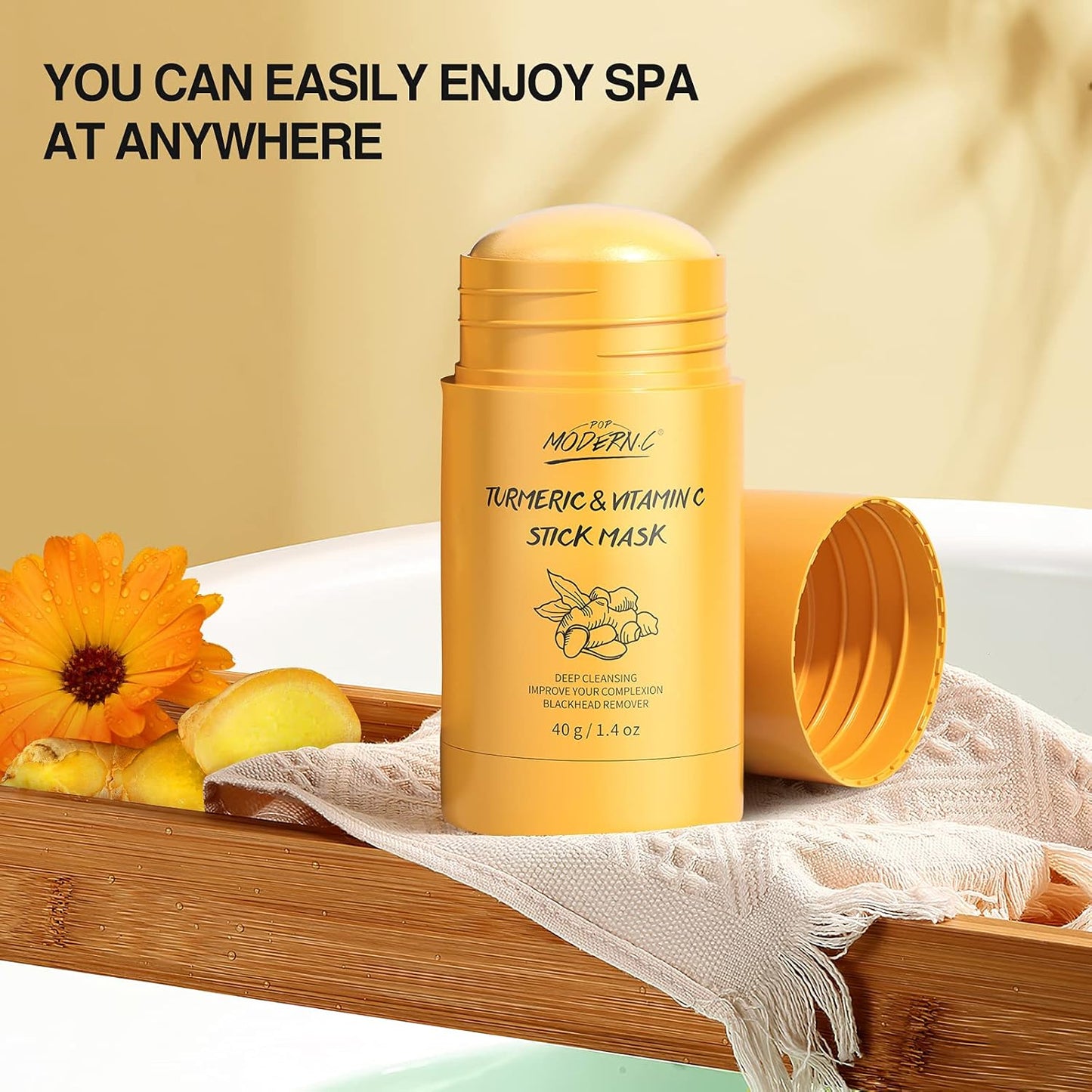 Turmeric Clay Stick Mask Organic Vitamin C Mask for Blackhead Cleansing Clay Mud Mask for Deep Clean Pore Improve Skin Acne Facial Mask With Blackhead Remover Extractor Tools